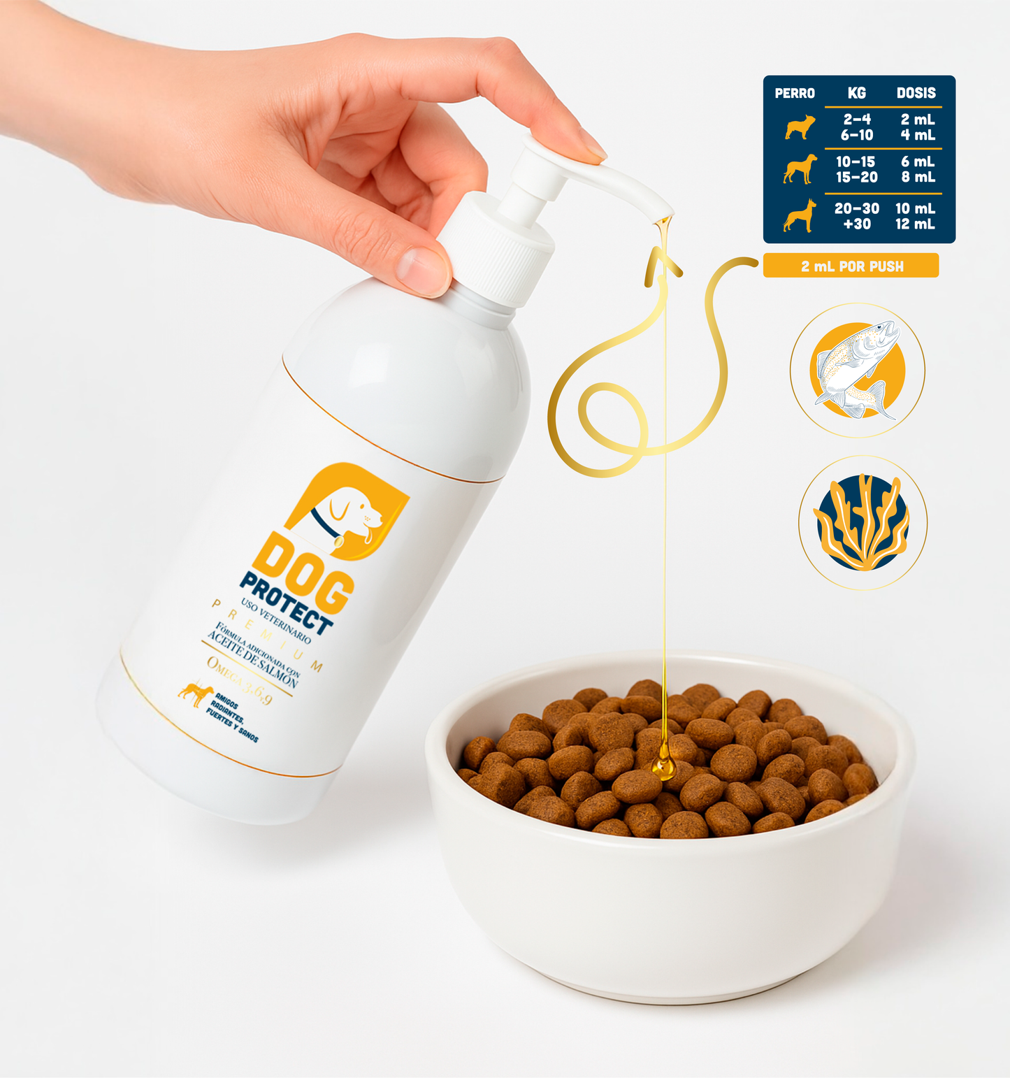 Aceite Salmón Premium - Vitaminas para Perro, Dog protect, Omega 3, 6 y 9