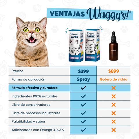 Relajante para gatos en Spray, aceite premium, Waggy’s
