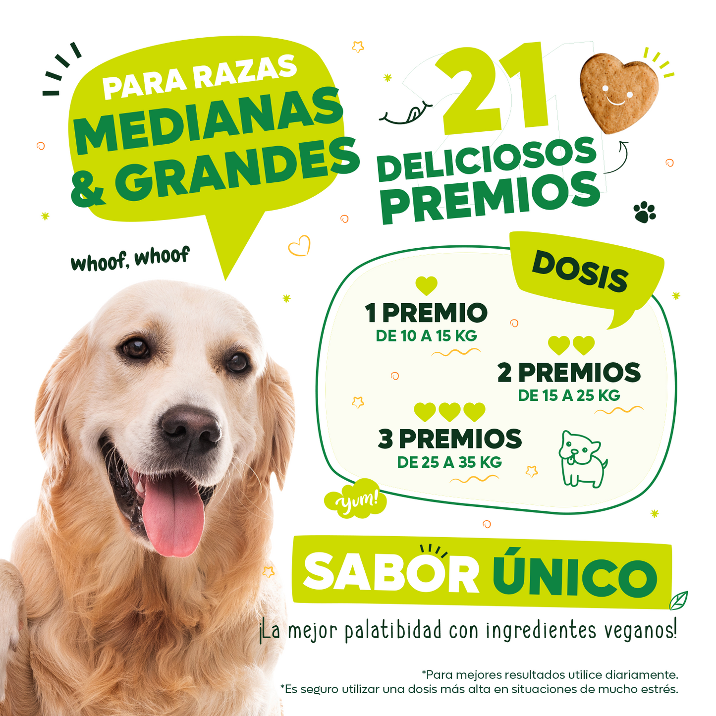 Premios tranquilizantes para perro, Waggy´s, Raza grande